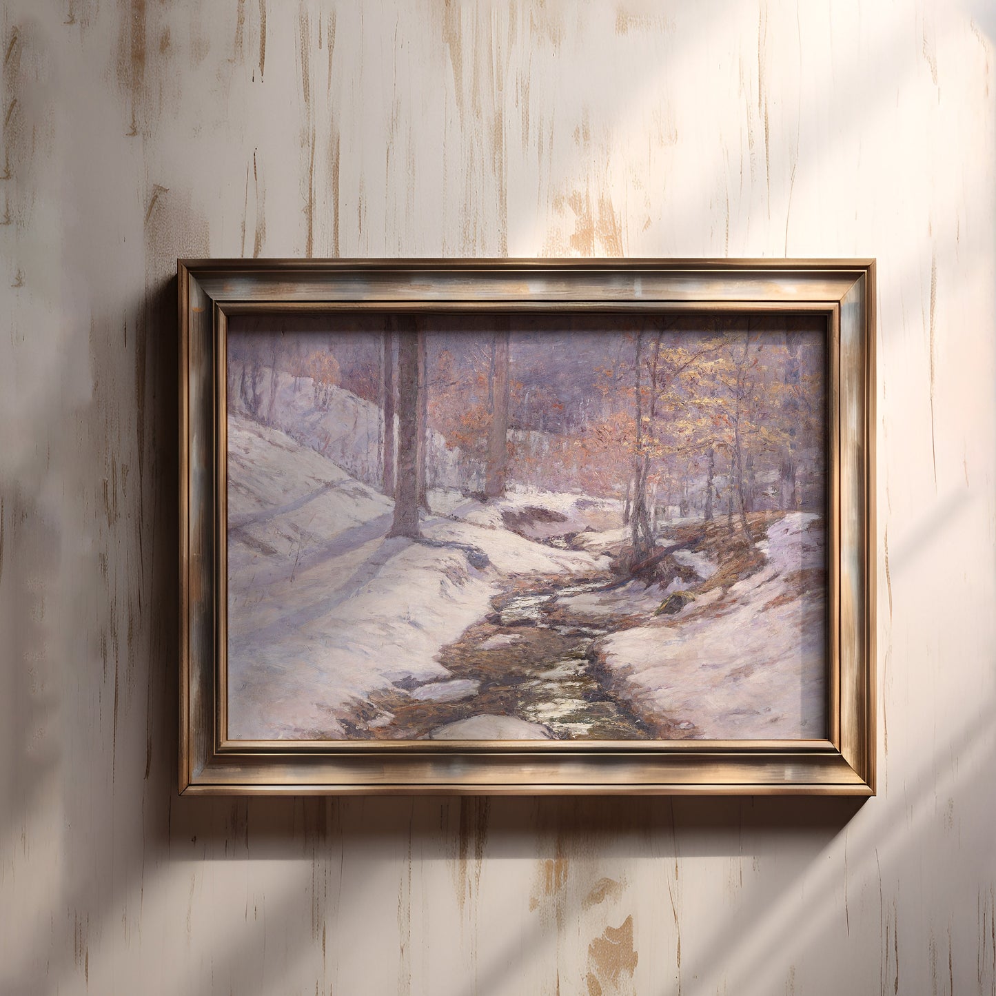 Landscape,Theodore Clement Steele - Winter Sunlight, Original vintage painting, 19th century, Printable art instant download, SKU 382TCS