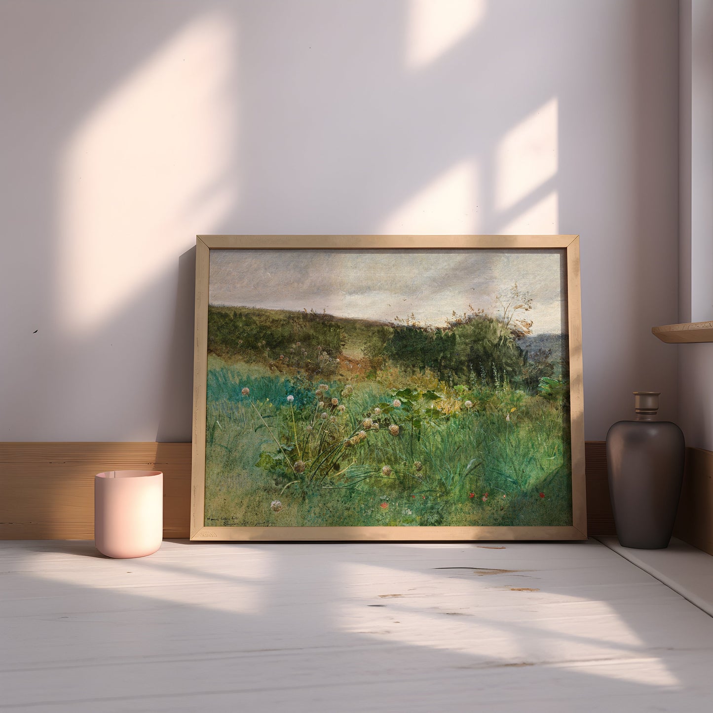 Rustic Landscape , Eugen Jettel - Meadow , Original vintage painting , antique Printable fine art instant download , SKU 304EJ