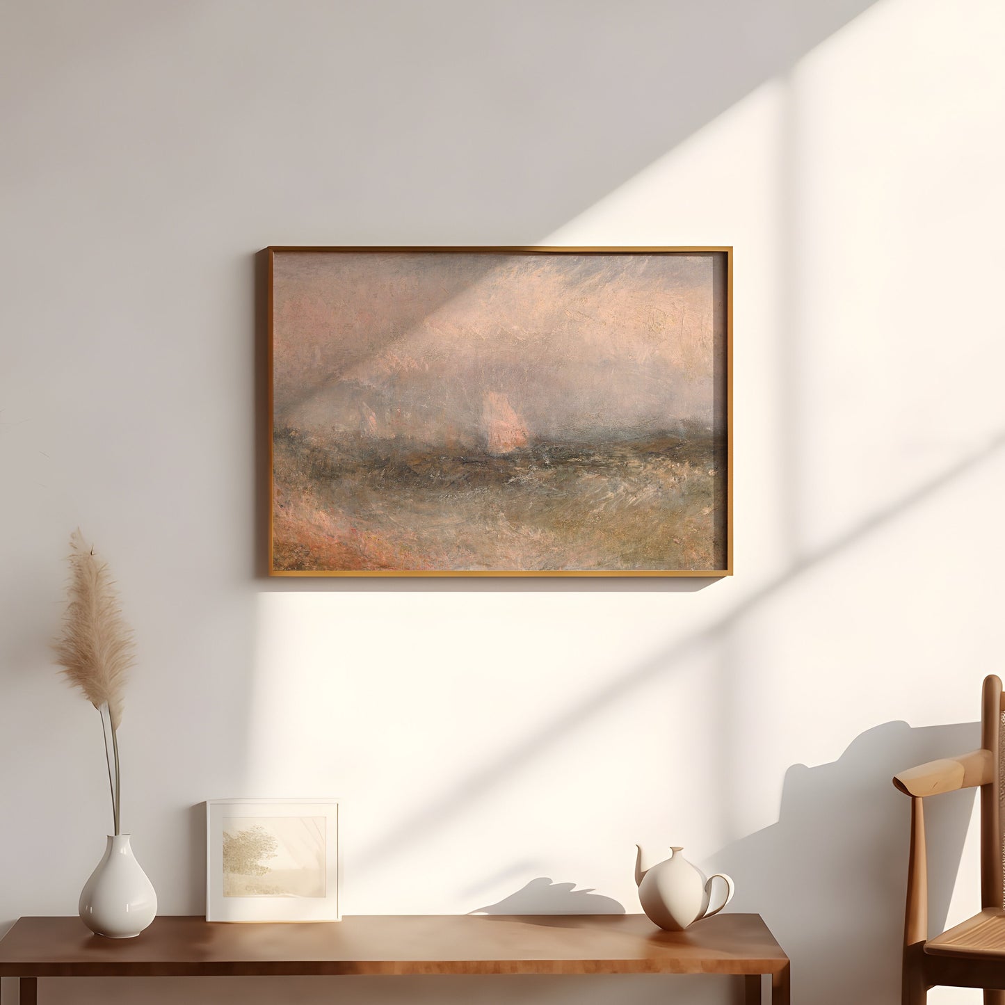 William Turner - Seascape original antique oil painting vintage, Printable art instant download, SKU 317JW