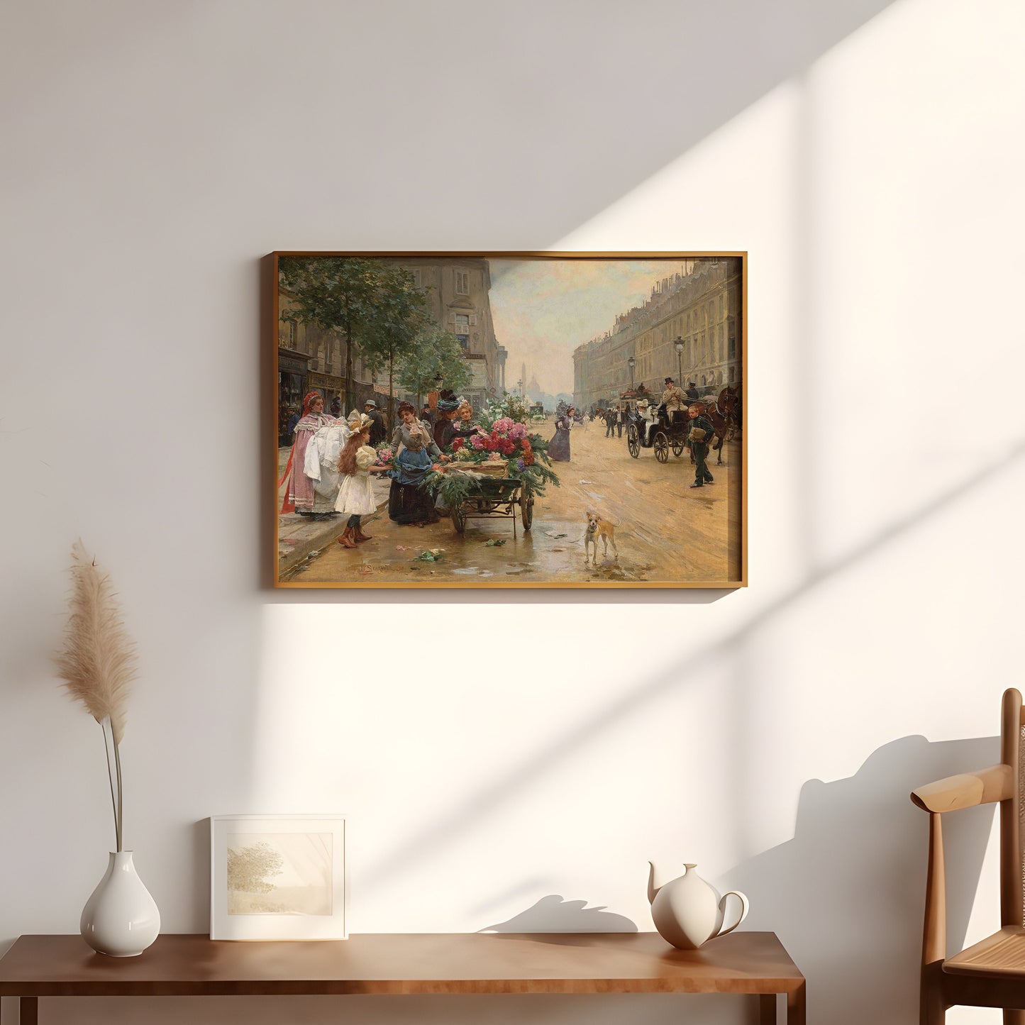 Louis Marie de Schryver - Royal Street, Paris, Original antique painting, vintage Printable art instant download, SKU 337LMS