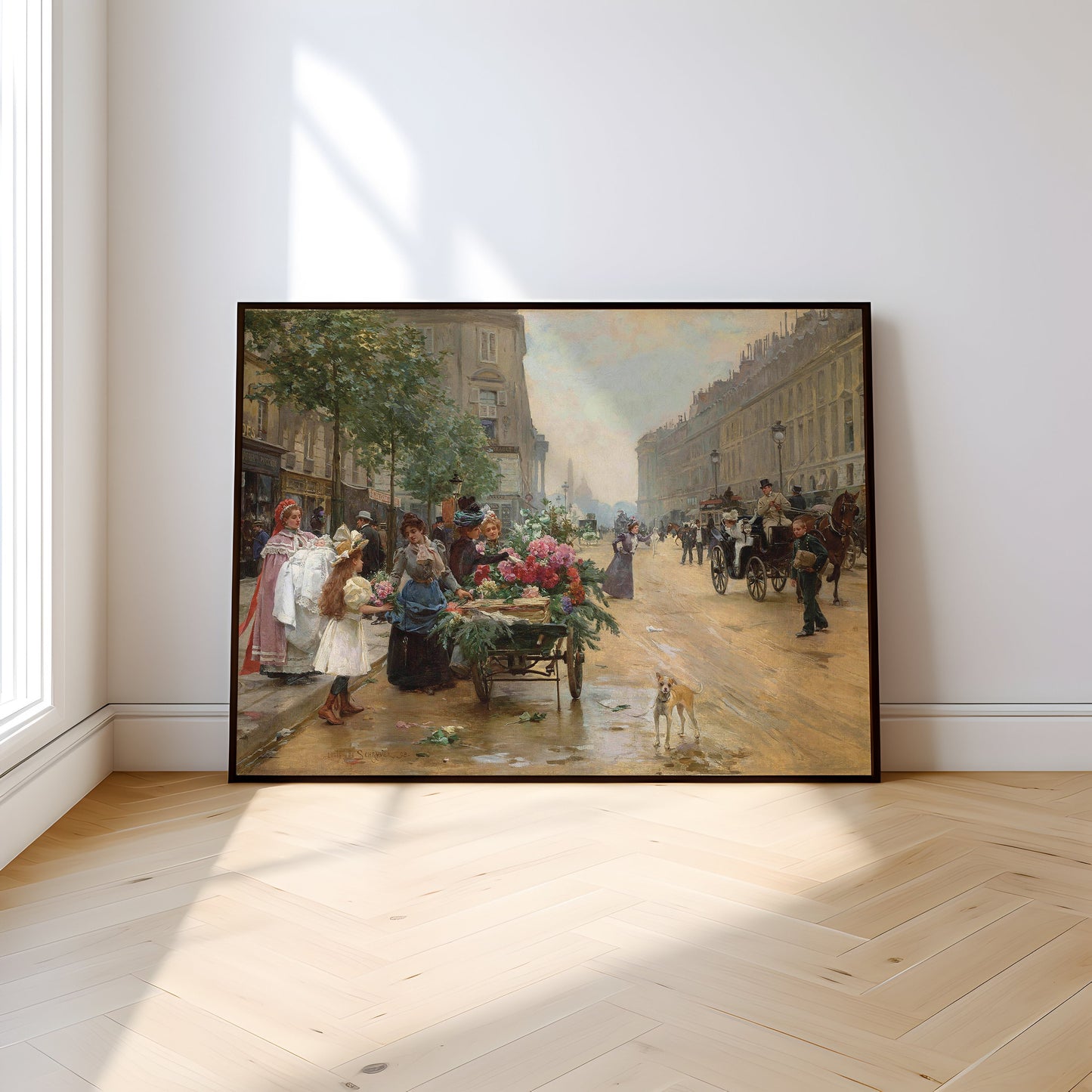 Louis Marie de Schryver - Royal Street, Paris, Original antique painting, vintage Printable art instant download, SKU 337LMS