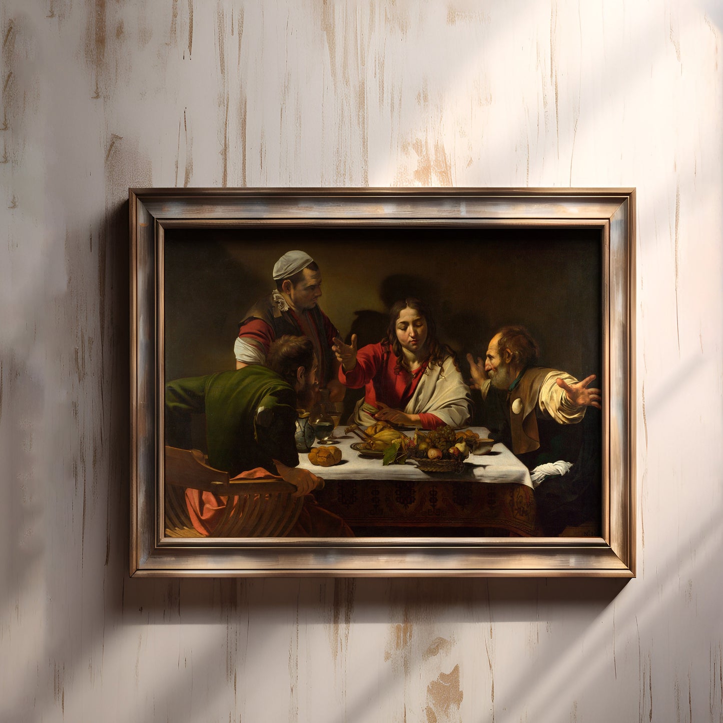Supper at Emmaus - Caravaggio, original antique oil painting vintage, Printable art instant download, SKU 343C