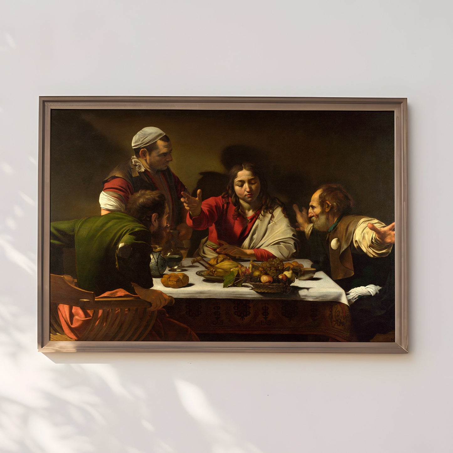 Supper at Emmaus - Caravaggio, original antique oil painting vintage, Printable art instant download, SKU 343C
