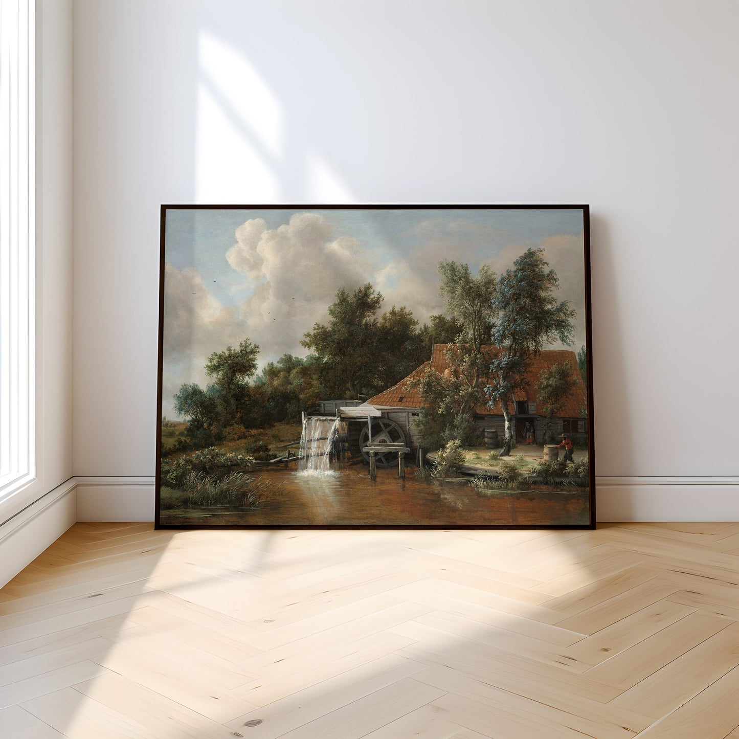 Dutch painting , Meindert Hobbema - Watermill , Rustic Landscape Original vintage artwork , Printable fine art instant download , SKU 351MH
