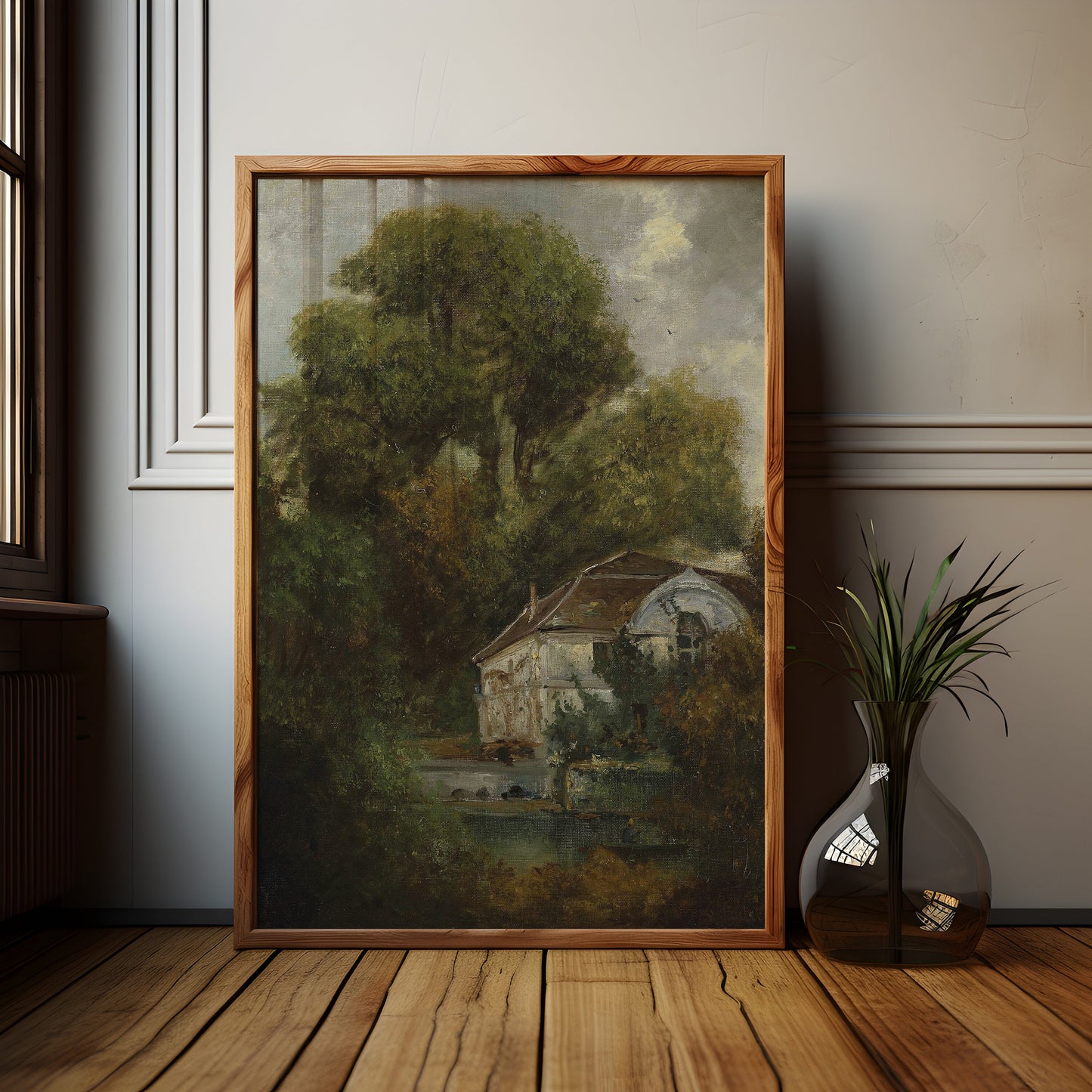Rustic Landscape , Gustave Courbet - Farmhouse , Original antique painting , vintage Printable art instant download , SKU 361GC
