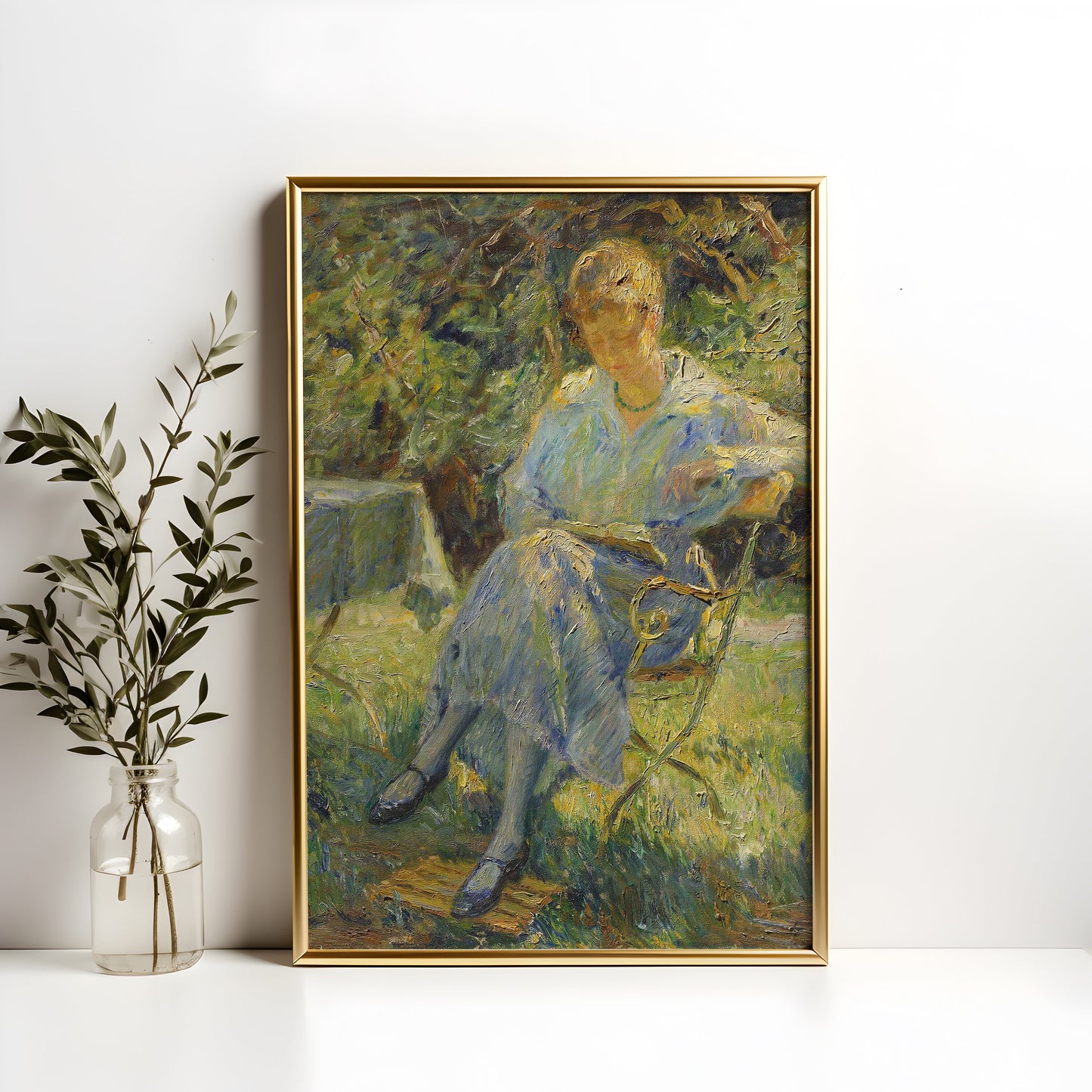 Woman In Garden - Otto Eduard Pippel , Original antique figure painting , vintage Printable art instant download , SKU 365OEP
