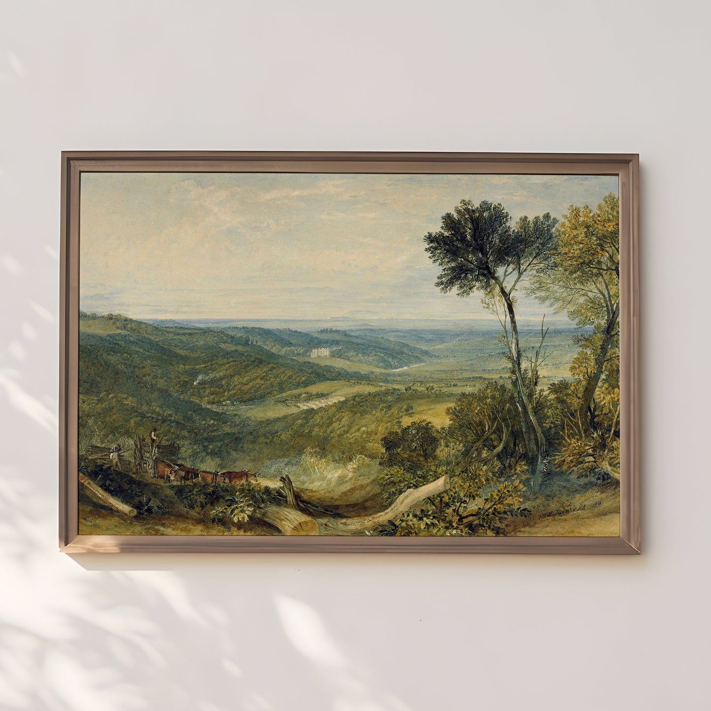 William Turner - Vale, 19th century, watercolour Landscape, original vintage painting, antique Printable art instant download, SKU 375MWT