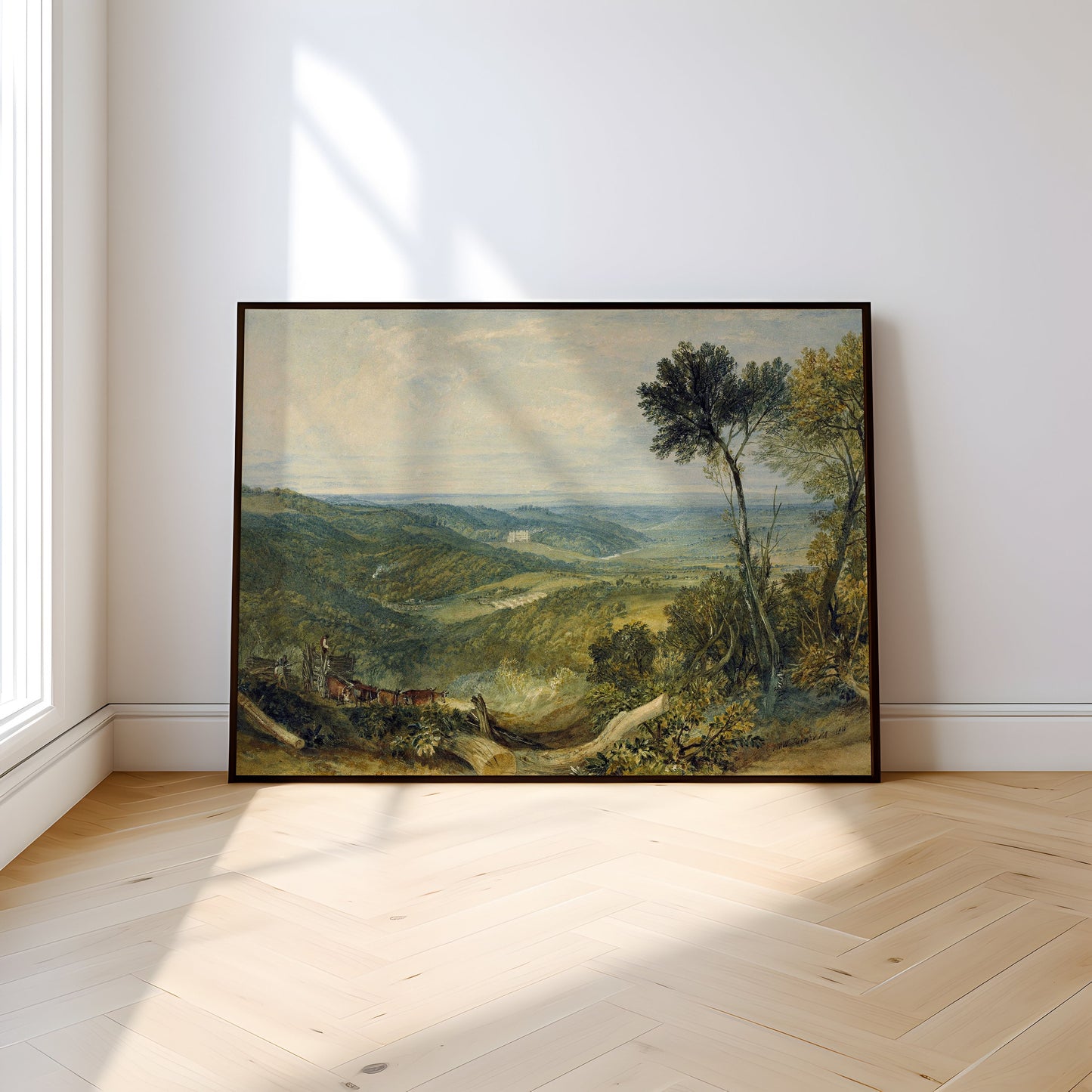 William Turner - Vale, 19th century, watercolour Landscape, original vintage painting, antique Printable art instant download, SKU 375MWT