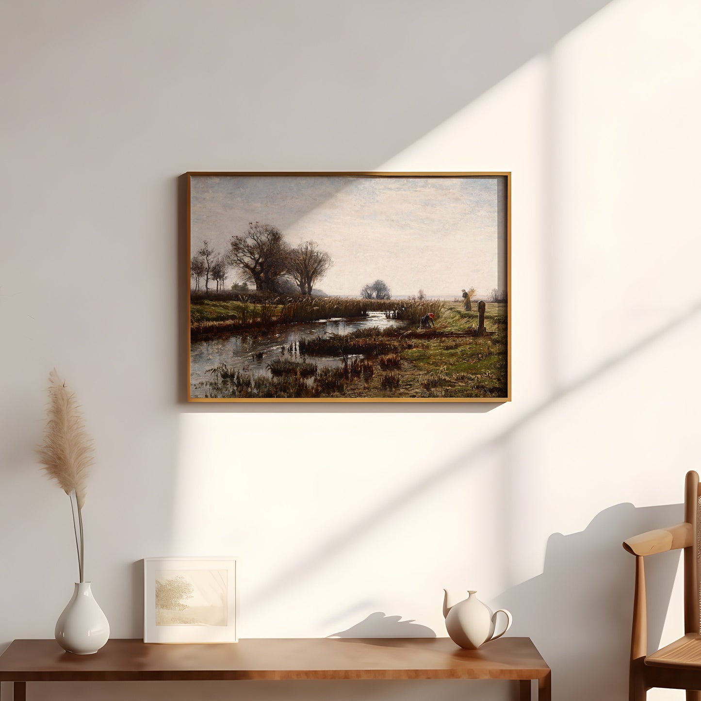 Theodore Clement Steele, Original vintage painting, Rustic Landscape, 19th century, antique Printable art instant download, SKU 381TCS