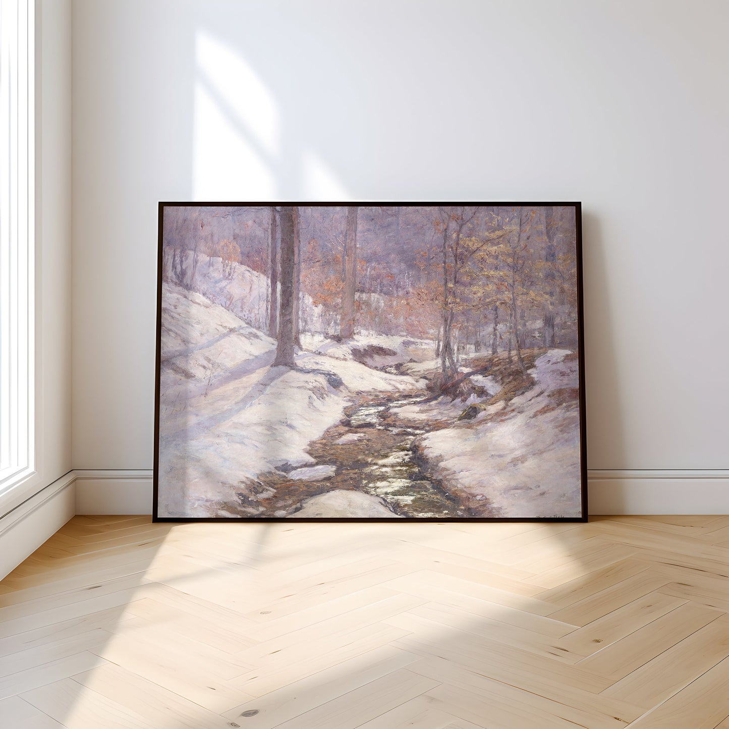Landscape,Theodore Clement Steele - Winter Sunlight, Original vintage painting, 19th century, Printable art instant download, SKU 382TCS