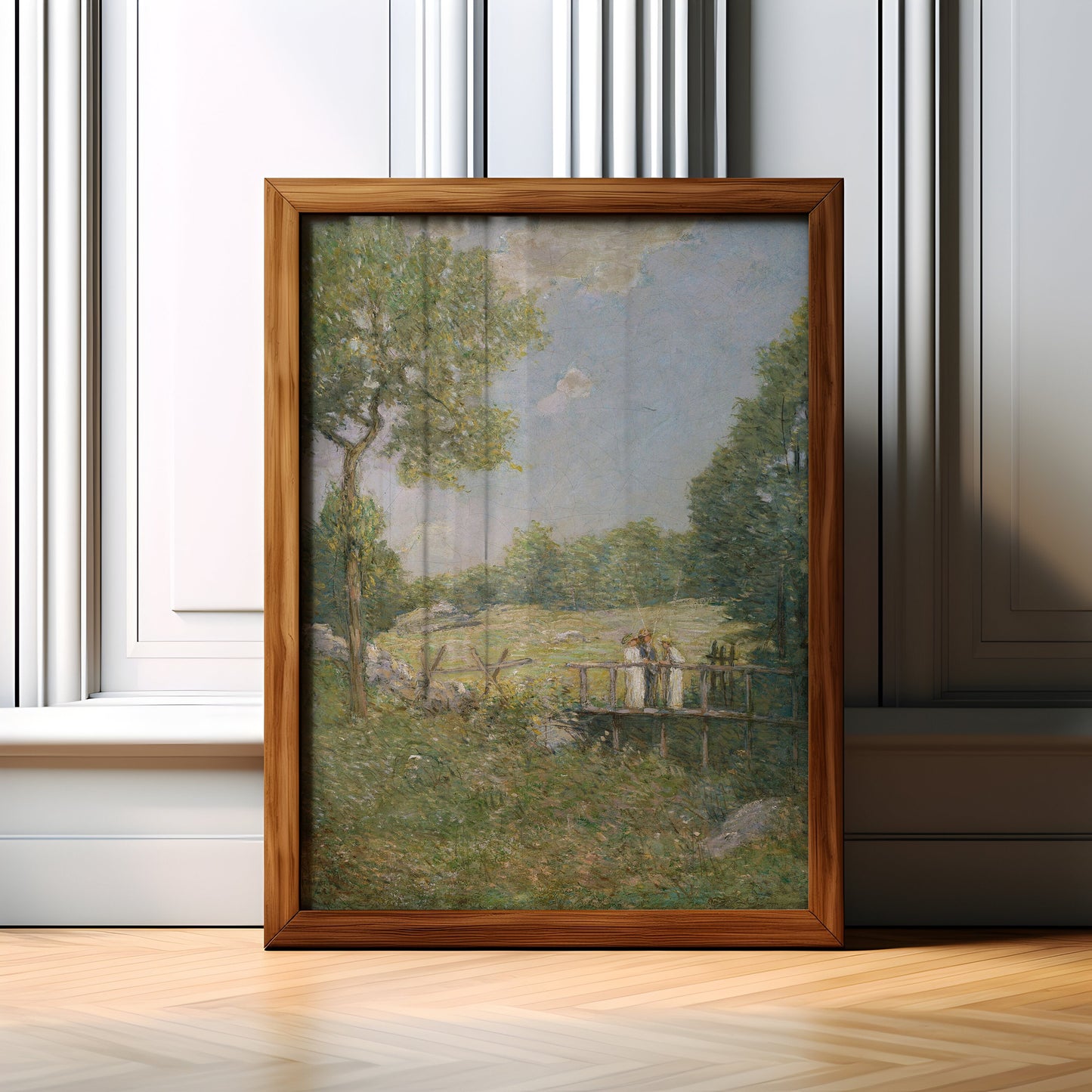 Fishing Party - Julian Alden Weir Impressionism, original antique painting, oil, vintage, Printable art instant download, SKU K-JAW60
