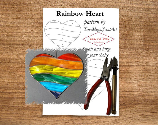 Stained Glass Pattern - Rainbow Heart
