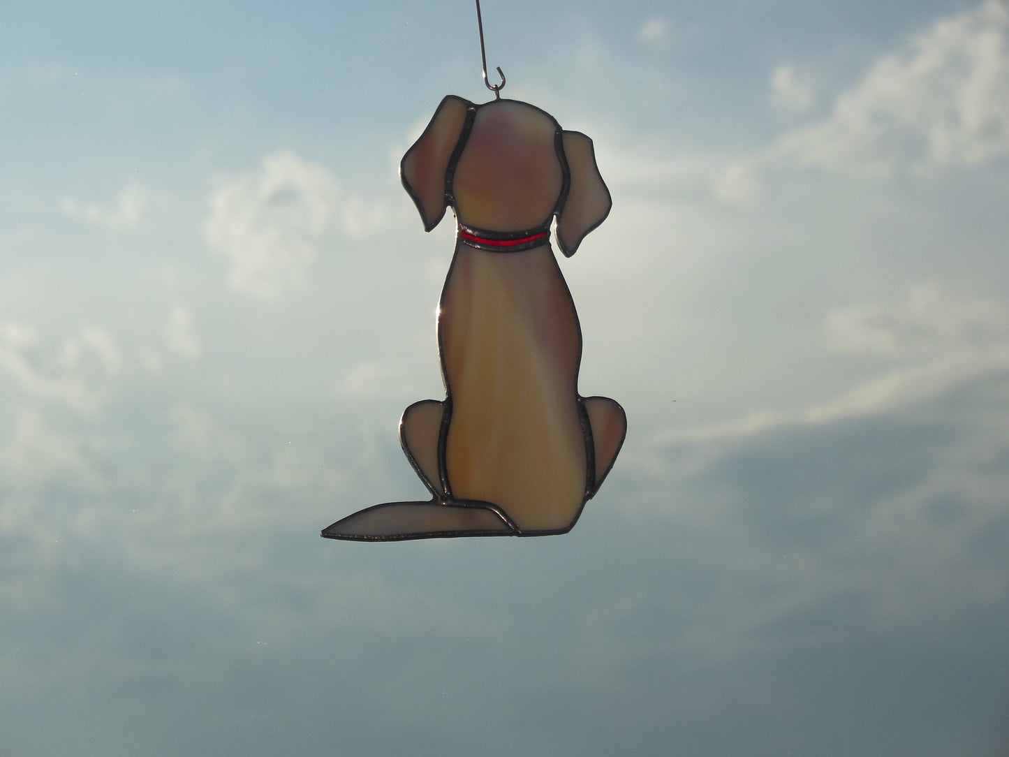 Dog Retriever Labrador , Black or Golden , Art stained glass window hanging Suncatcher . Gift for animal lover , pet loss memorial