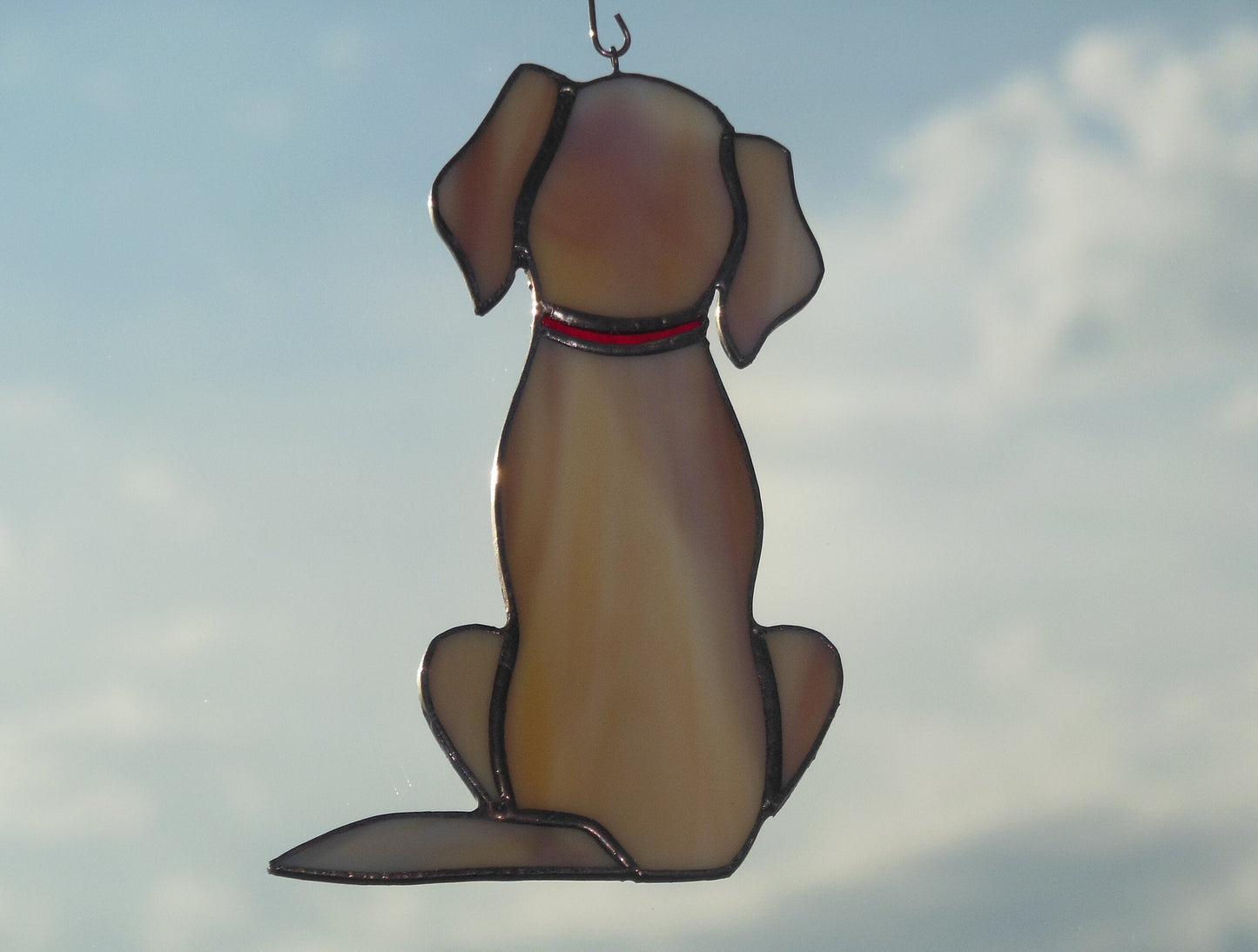Dog Retriever Labrador , Black or Golden , Art stained glass window hanging Suncatcher . Gift for animal lover , pet loss memorial
