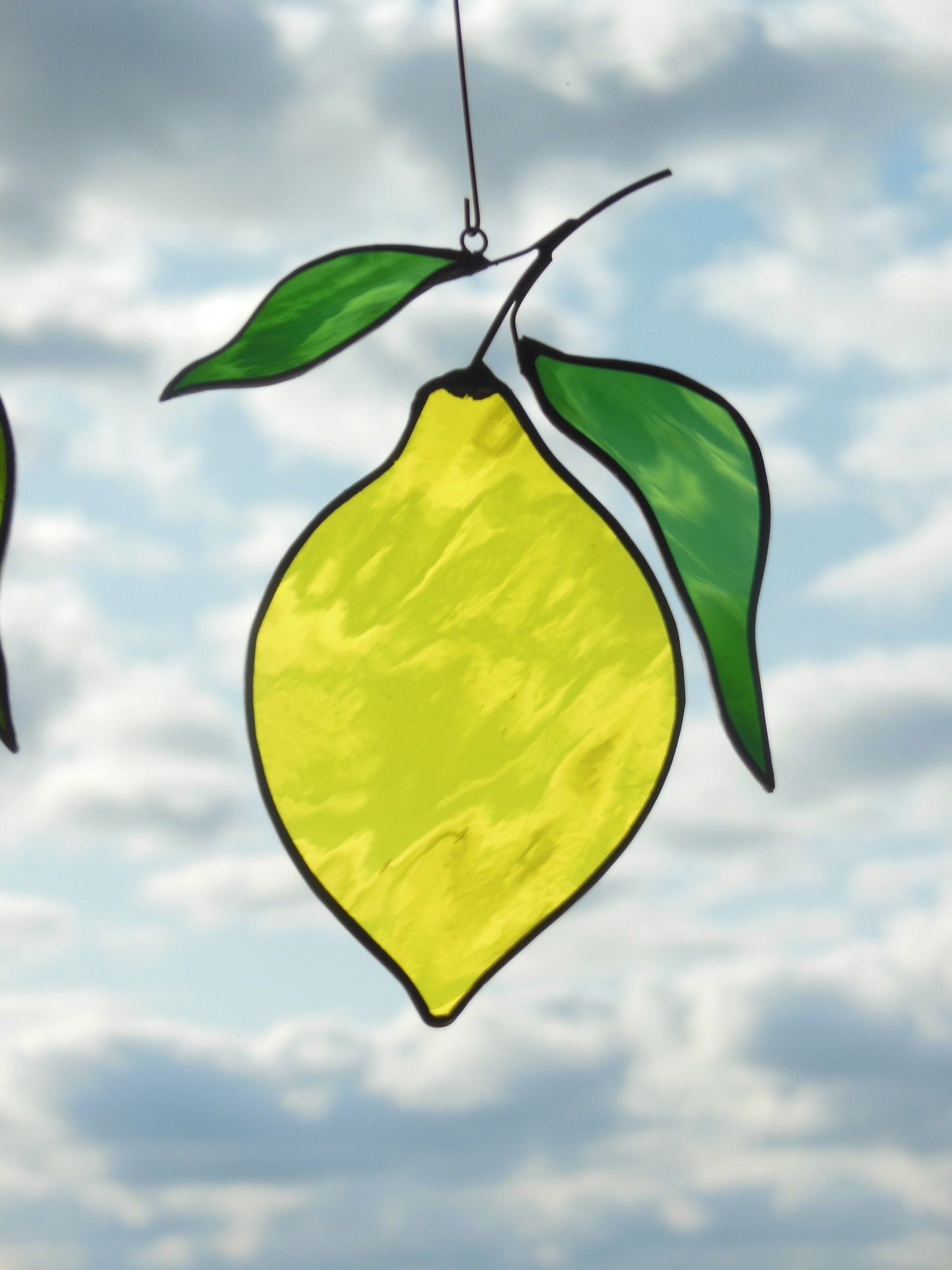 Lemon stained glass window suspension Suncatcher  (texture W )