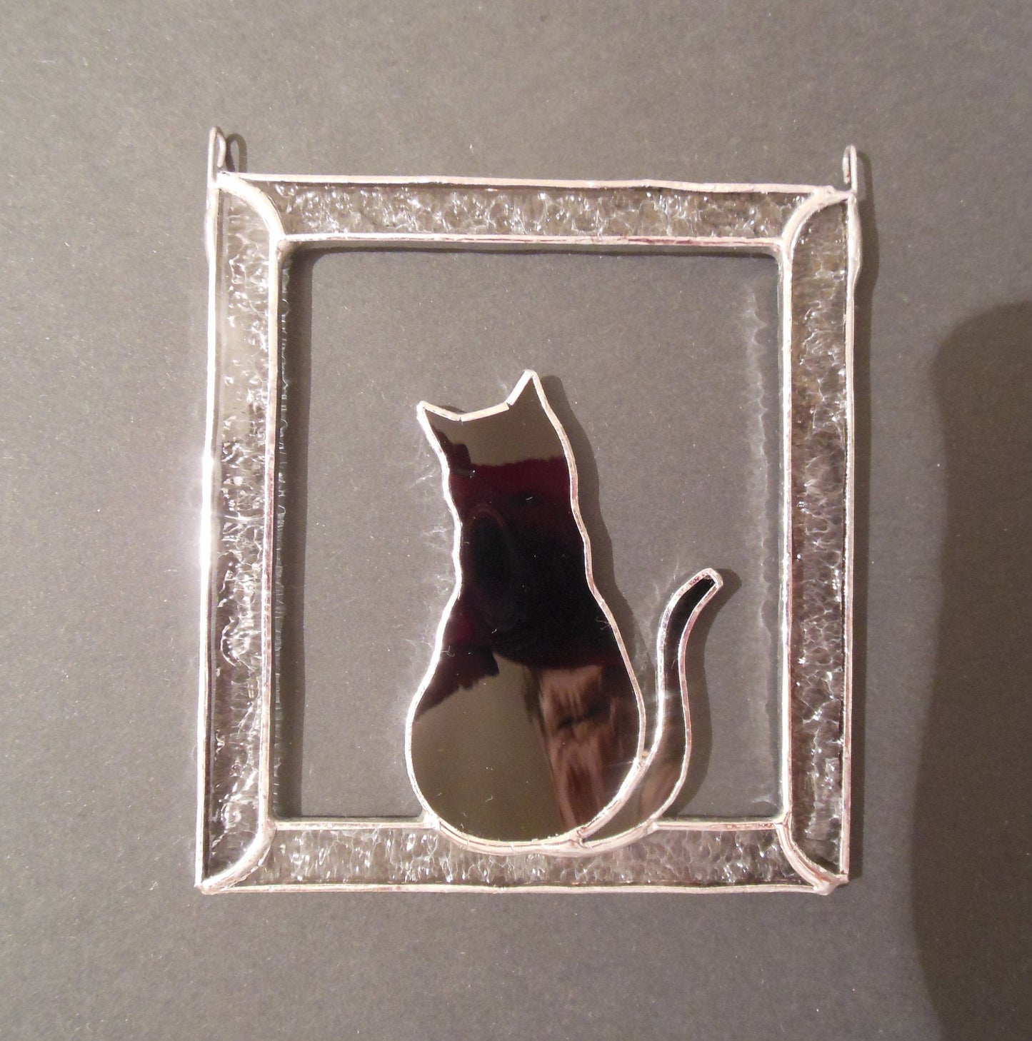 Black Cat in Frame Stained glass window hanging Suncatcher . Gift for animal lover, pet loss memorial .