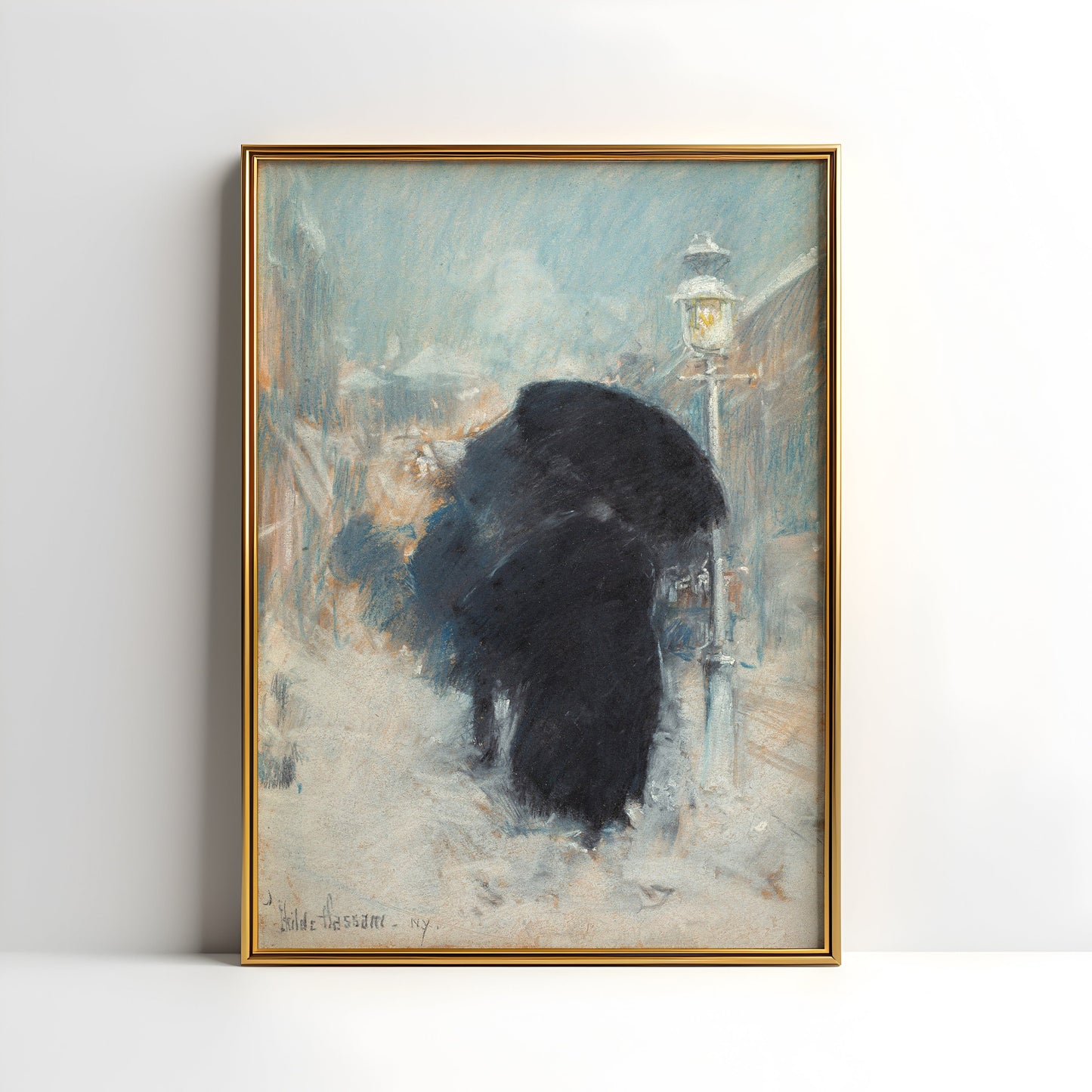 New York Blizzard, Childe Hassam Impressionism, original antique painting, oil, vintage, Printable art instant download, SKU  K-CH50