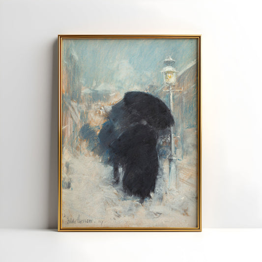New York Blizzard, Childe Hassam Impressionism, original antique painting, oil, vintage, Printable art instant download, SKU  K-CH50