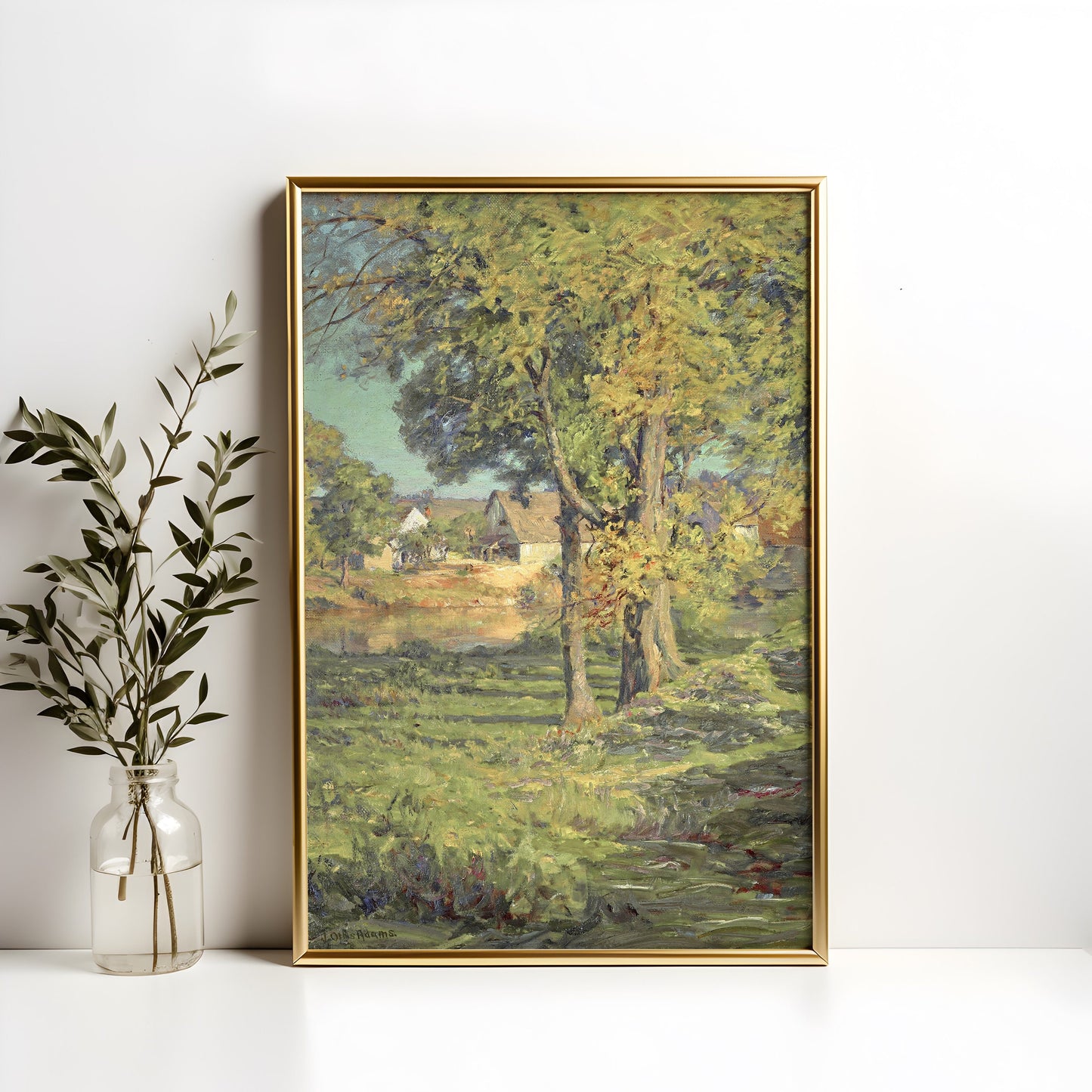 Indiana Farm - John Ottis Adams, Impressionism, original antique painting, oil, vintage, Printable art instant download, SKU  K-TP65