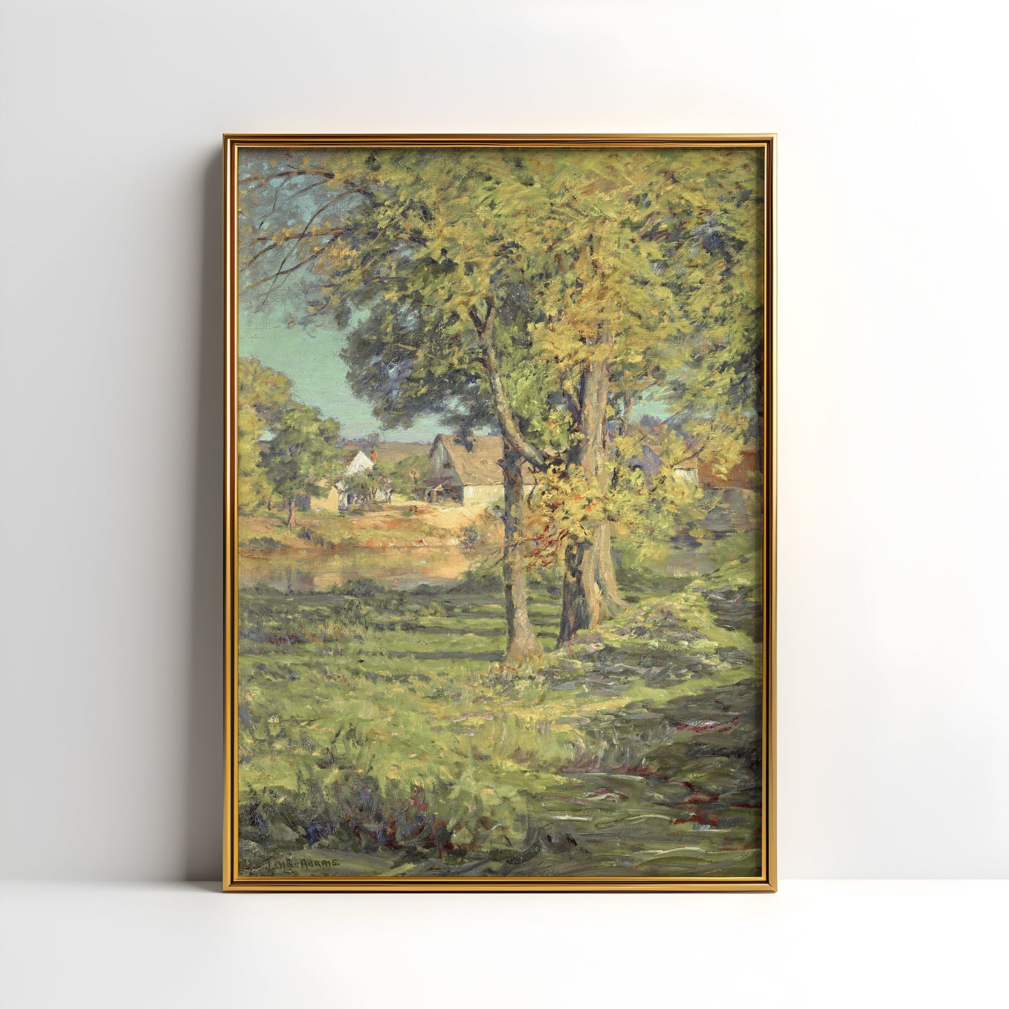 Indiana Farm - John Ottis Adams, Impressionism, original antique painting, oil, vintage, Printable art instant download, SKU  K-TP65