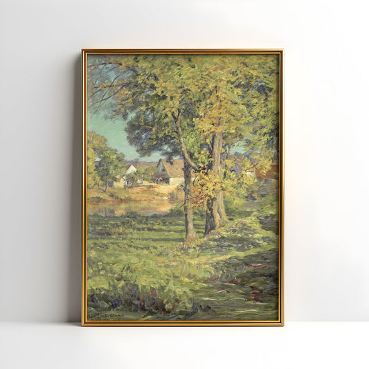 Indiana Farm - John Ottis Adams, Impressionism, original antique painting, oil, vintage, Printable art instant download, SKU  K-TP65