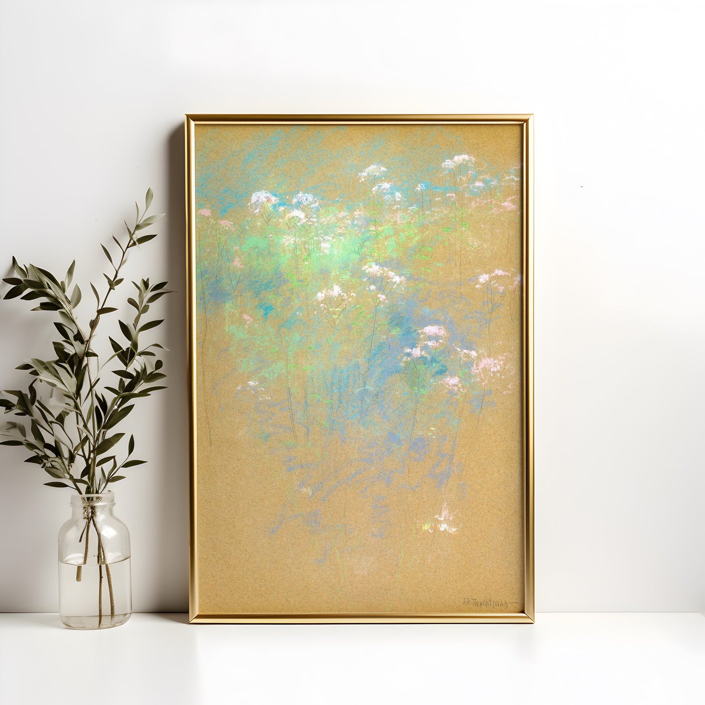 Flowers - John Henry Twachtman, Impressionism, original antique painting, oil, vintage, Printable art instant download, SKU  K-JHT66