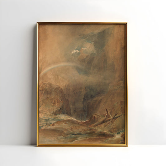 William Turner, Devil's Bridge, Mountains, original antique painting, watercolour vintage, Printable art instant download, SKU  K-WT76