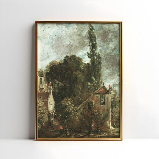 Rustic landscape, John Constable, Scenery original antique painting, oil, vintage, Printable art instant download, SKU  K-JK77