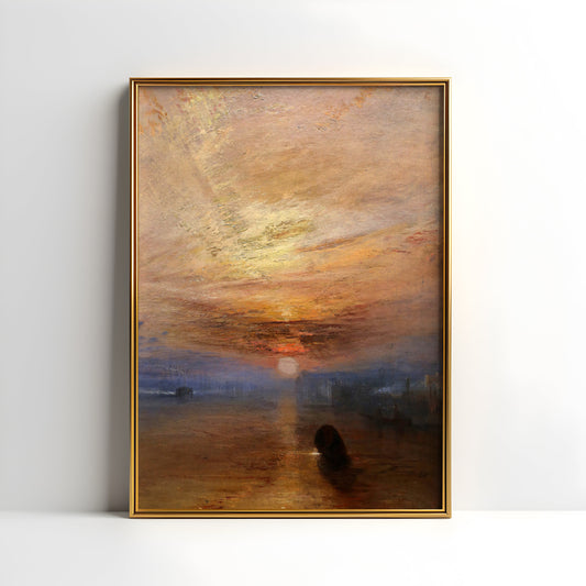 Joseph Mallord William Turner, Sunset, original antique painting, oil, vintage, Printable art instant download, SKU  K-JT87