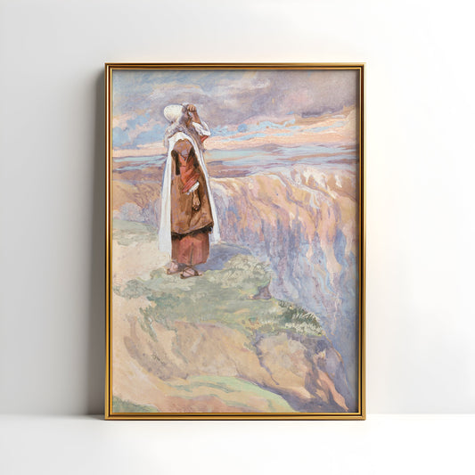 James Tissot - Moses Sees Promised Land , watercolour original antique figure painting , vintage Printable art instant download , SKU K-JT95
