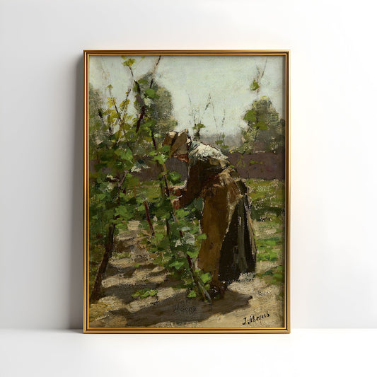 Country Garden - Jacob Maris , Living Room decor original antique figure painting , oil vintage Printable art instant download , SKU K-JM103
