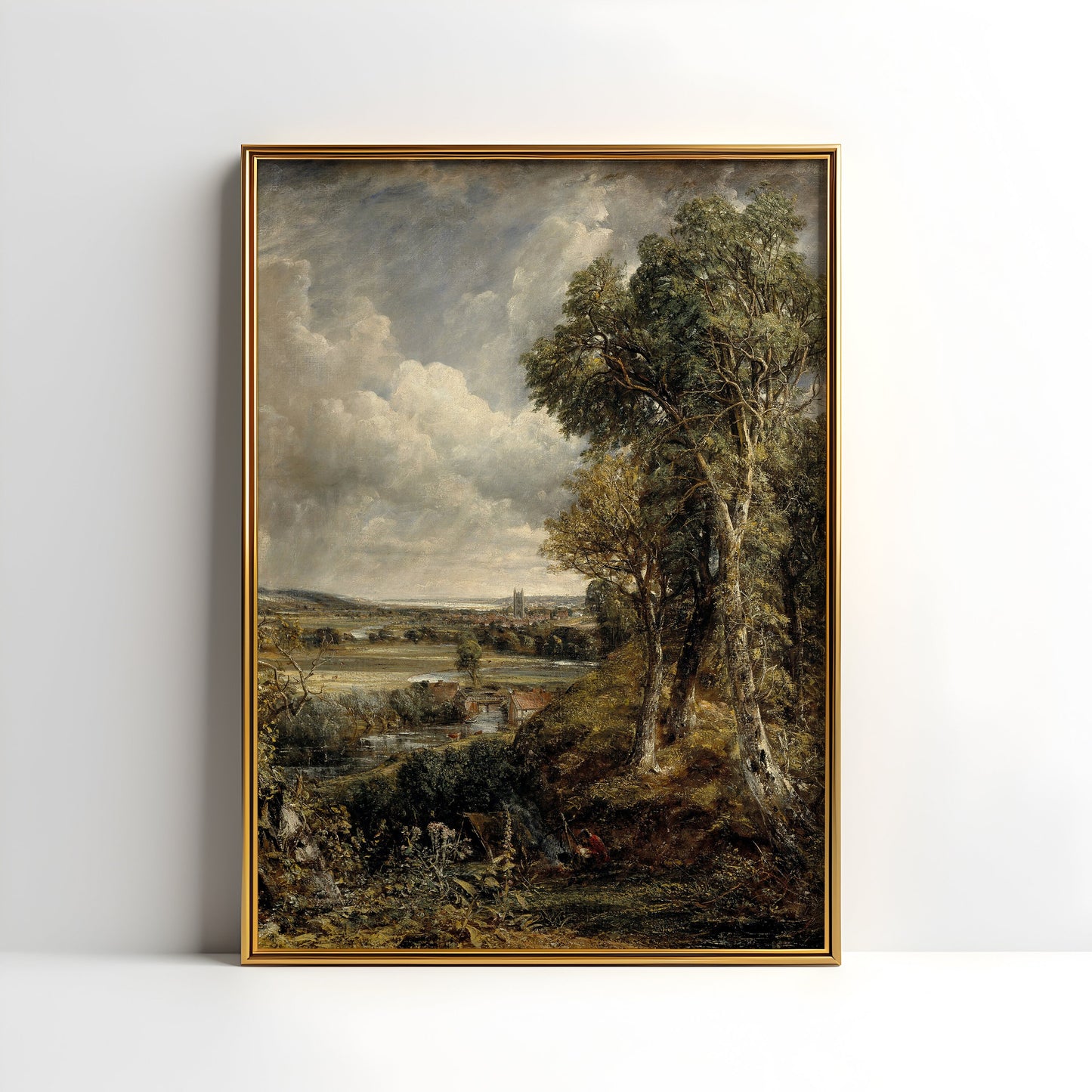 Rustic landscape, John Constable, Vale of Dedham, original antique painting, oil, vintage, Printable art instant download, SKU  K-JC115