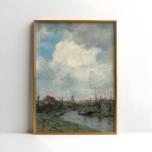 Jacob Maris, Gardens near Hague, Living Room decor, original antique painting oil vintage, Printable art instant download, SKU  K-JM117