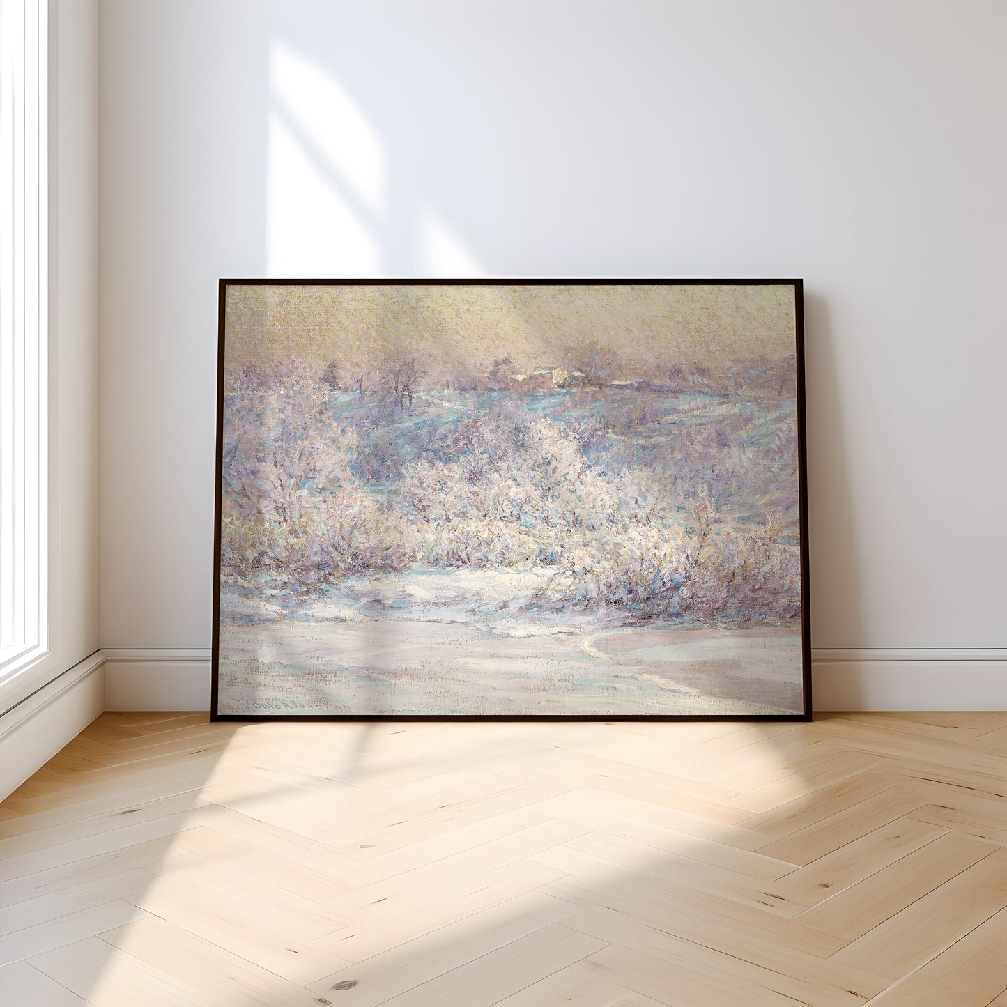 Winter Landscape - Ottis Adams, Impressionism, original antique painting, oil, vintage, Printable art instant download, SKU  135-JOA