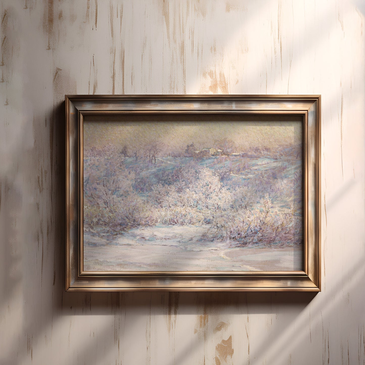 Winter Landscape - Ottis Adams, Impressionism, original antique painting, oil, vintage, Printable art instant download, SKU  135-JOA