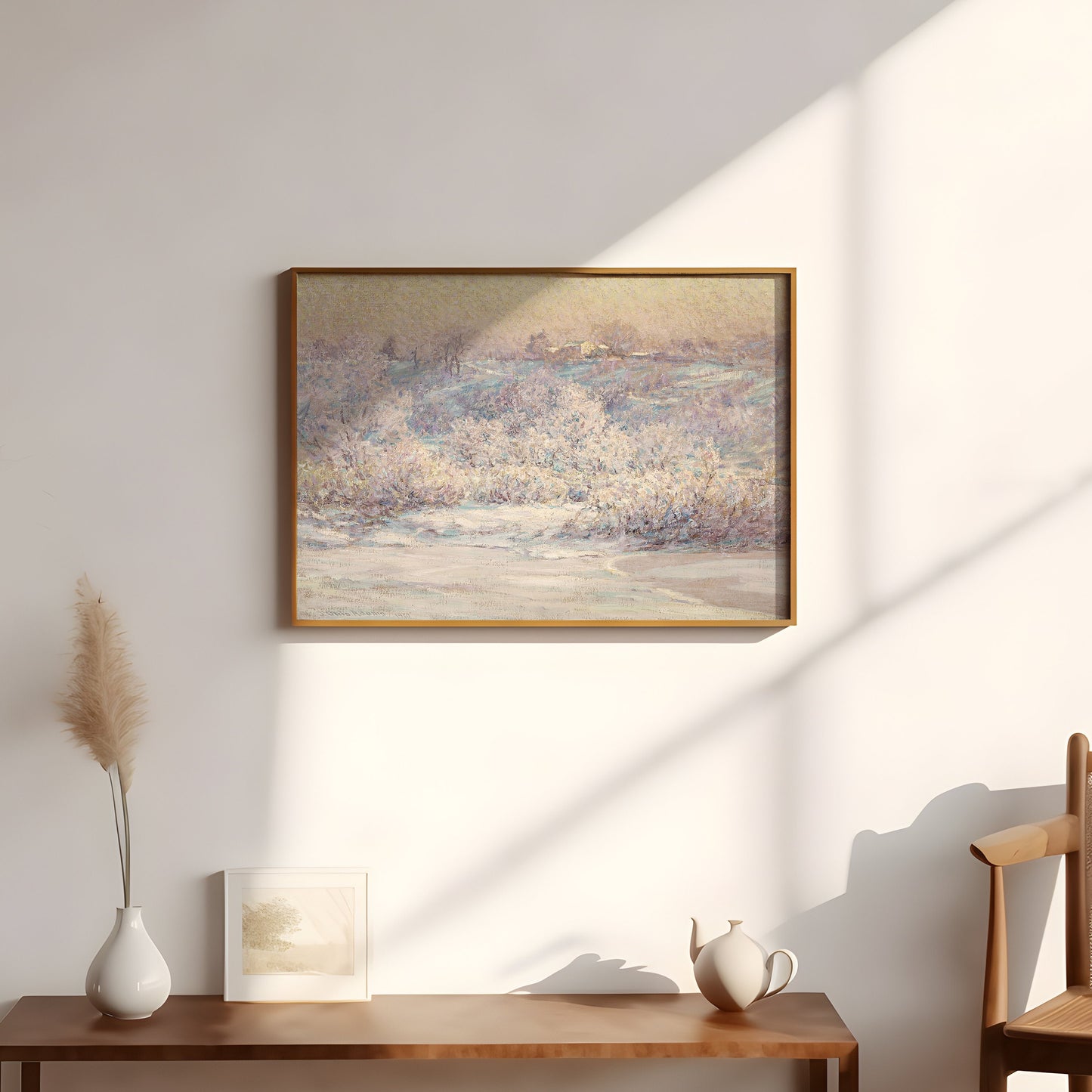 Winter Landscape - Ottis Adams, Impressionism, original antique painting, oil, vintage, Printable art instant download, SKU  135-JOA