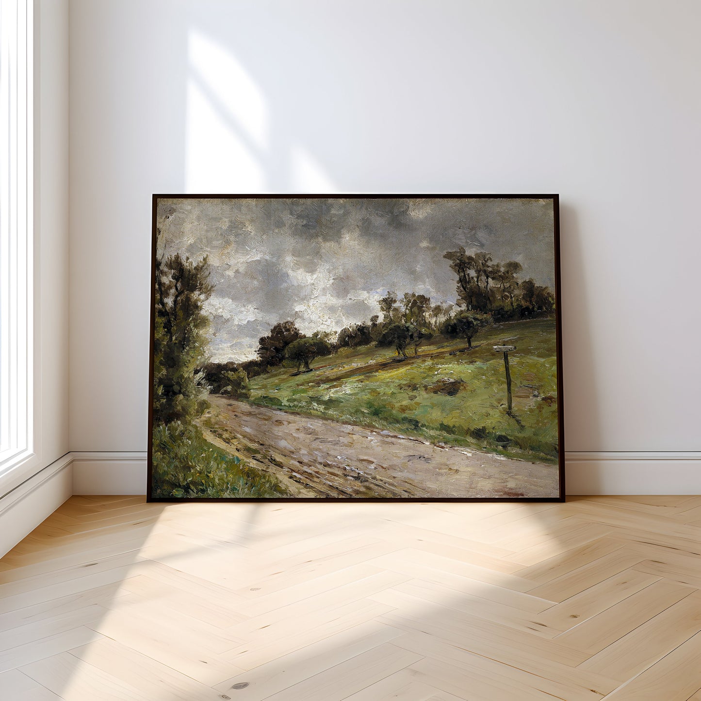 Rustic Landscape,  - Country Road, original antique painting, oil, vintage, Printable art instant download, SKU  144-CH