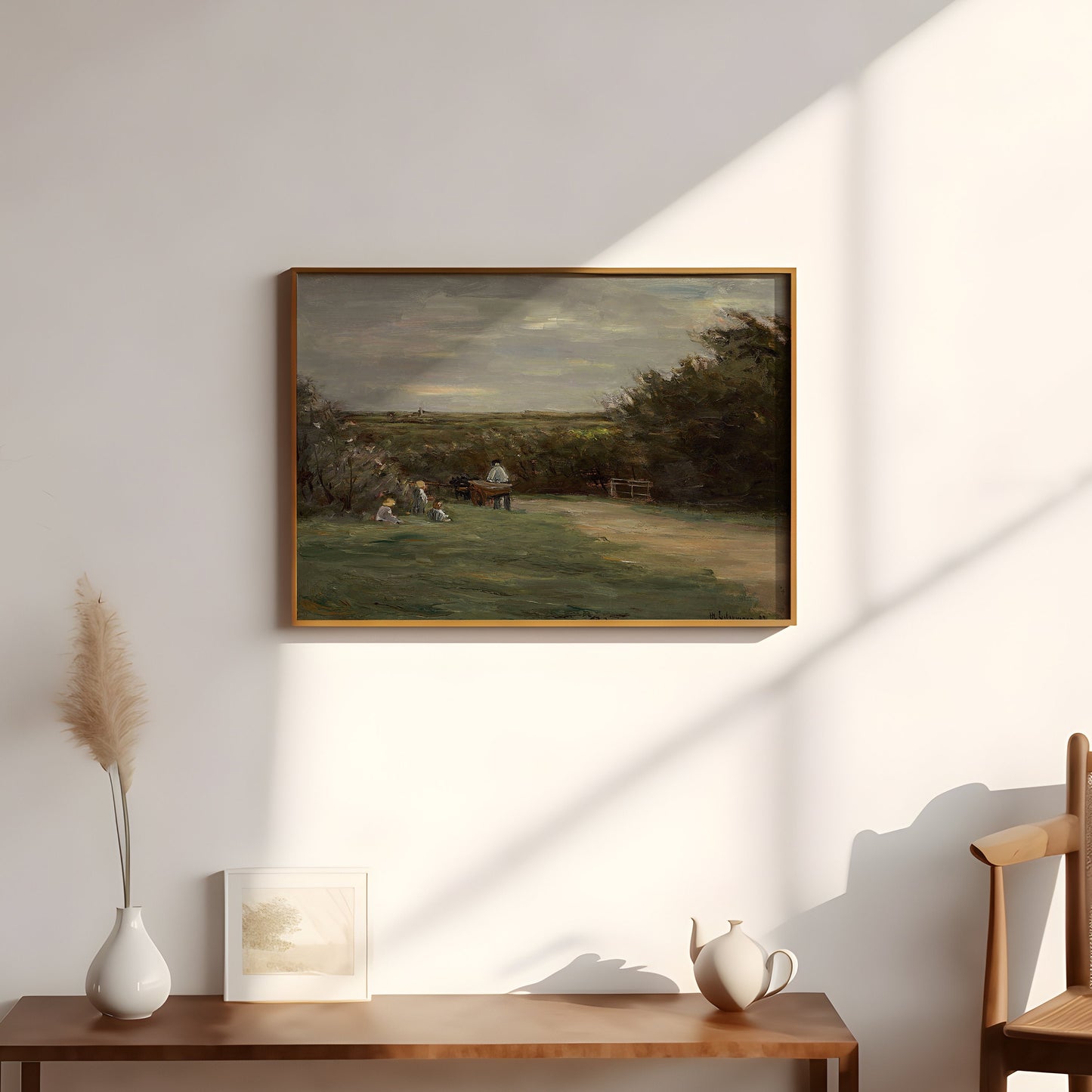 Max Liebermann - Rustic landscape, original antique painting, oil, vintage, Printable art instant download, living room, SKU  155-ML