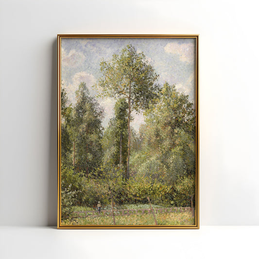 Rustic Landscape, Camille Pissarro -  Pappeln, original antique painting, oil, vintage, Printable art instant download, SKU  K_CP.8