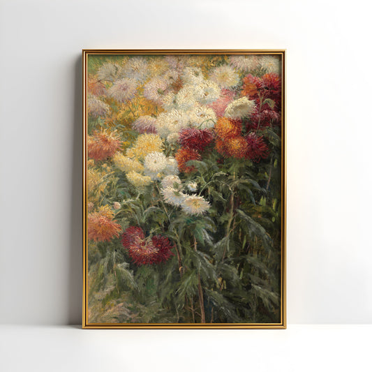 Flowers, Gustave Caillebotte, Chrysanthemums, original antique painting, oil vintage, Printable art instant download, SKU  K_GC.16