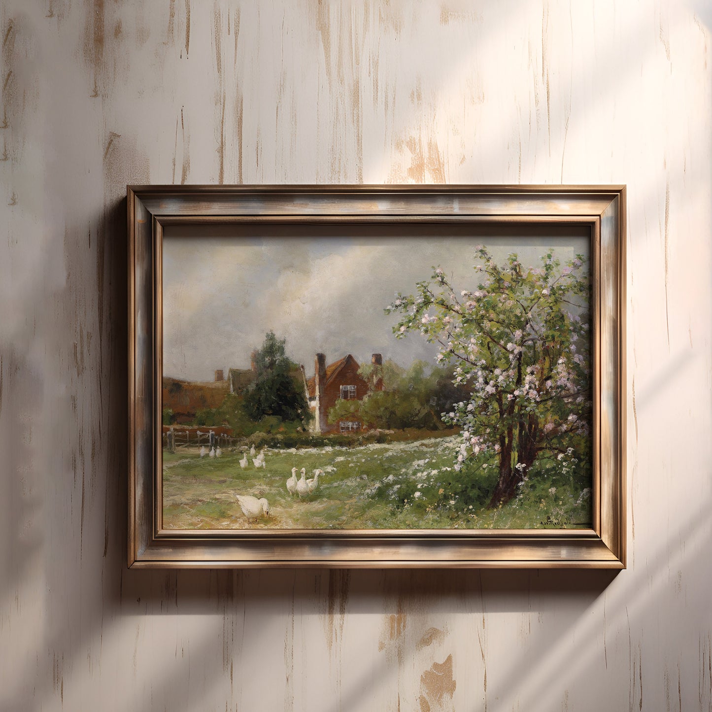 Rustic Landscape, Arthur W. Redgate, Spring idyll, original antique painting oil, vintage, Printable art instant download, SKU   K_AWR.24