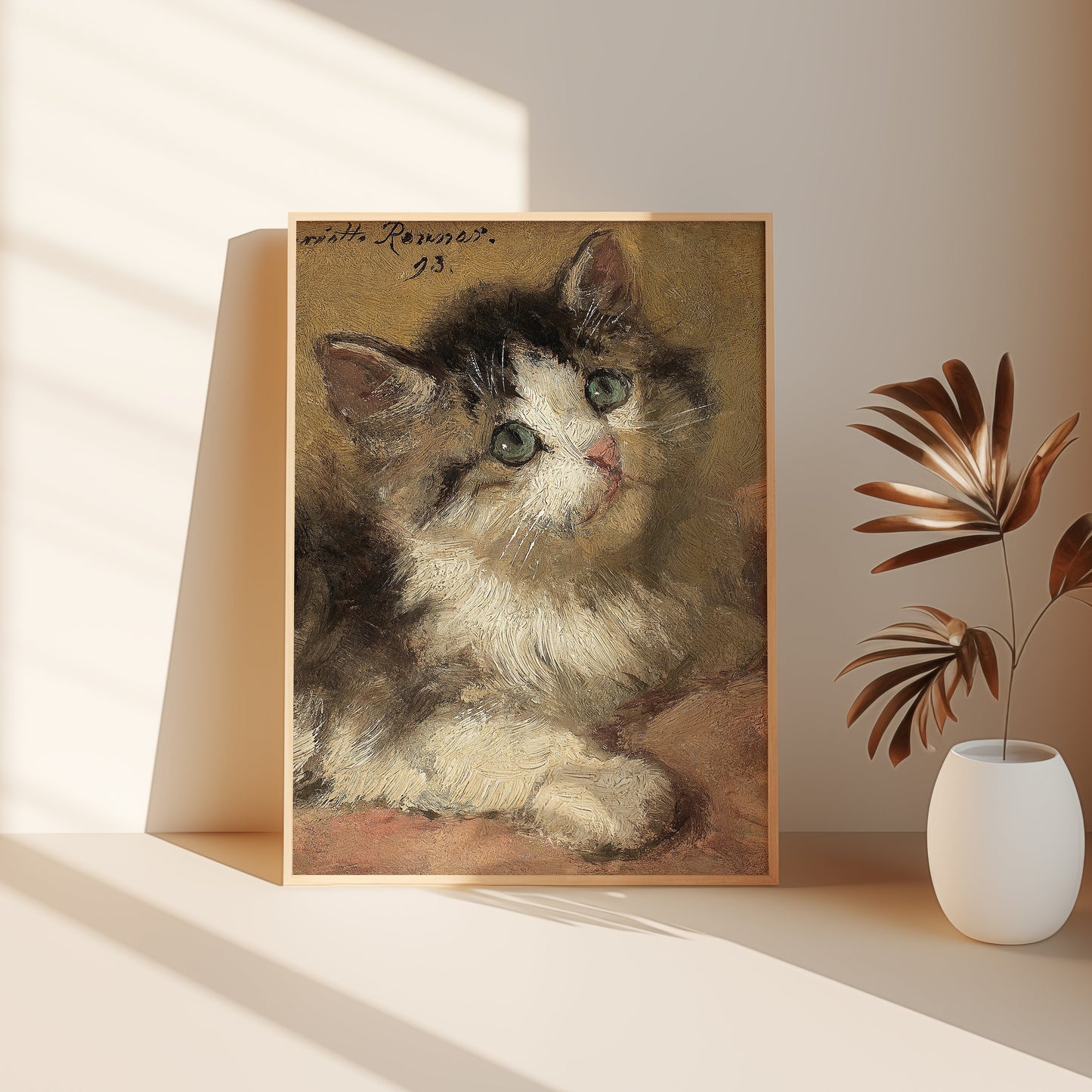 Henriette Ronner-Knip - Kitten, oil, cute antique painting vintage, animal lover gift, Printable art instant download,  SKU  33K_HRK.33