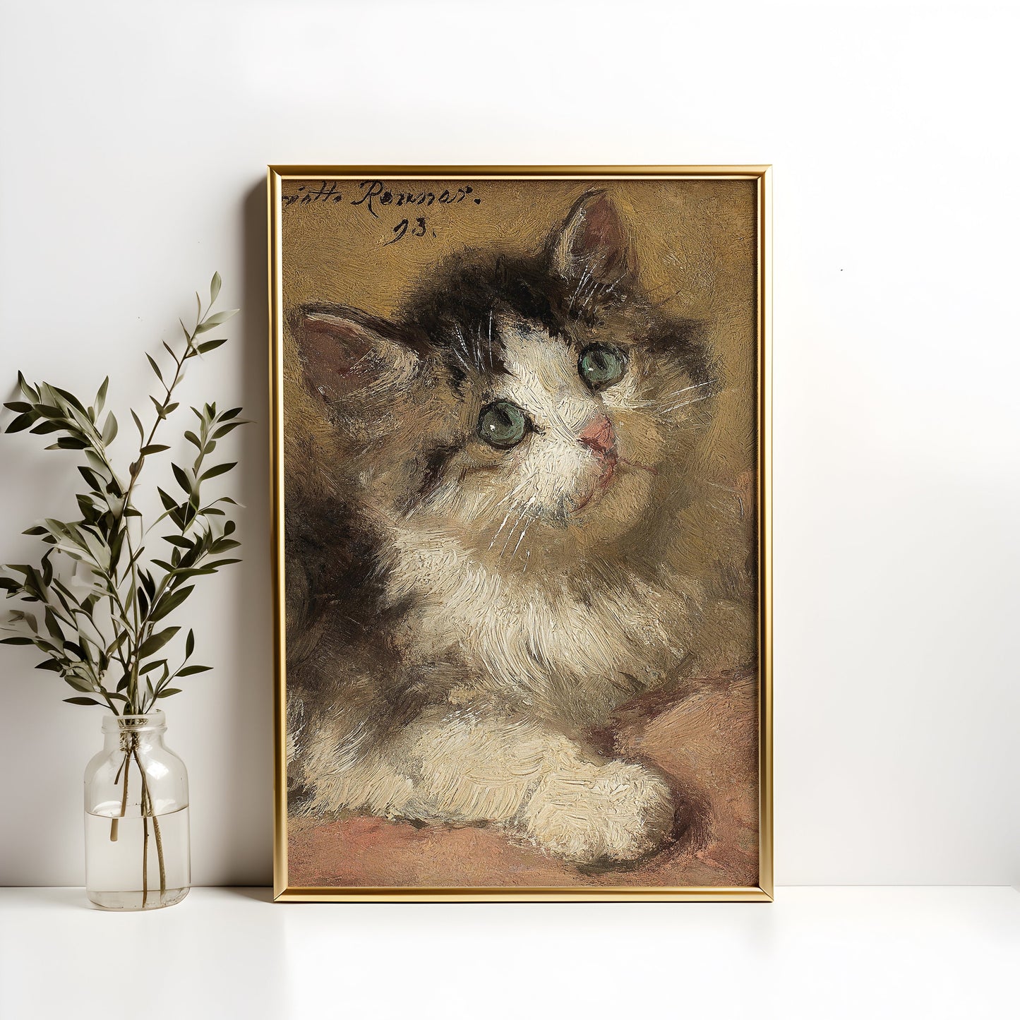 Henriette Ronner-Knip - Kitten, oil, cute antique painting vintage, animal lover gift, Printable art instant download,  SKU  33K_HRK.33