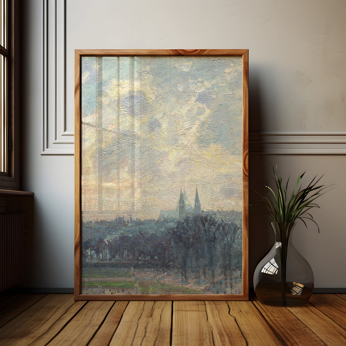 Camille Pissarro Winter Afternoon, Impressionism, original antique painting oil, vintage, Printable art instant download, SKU  K_CP.36