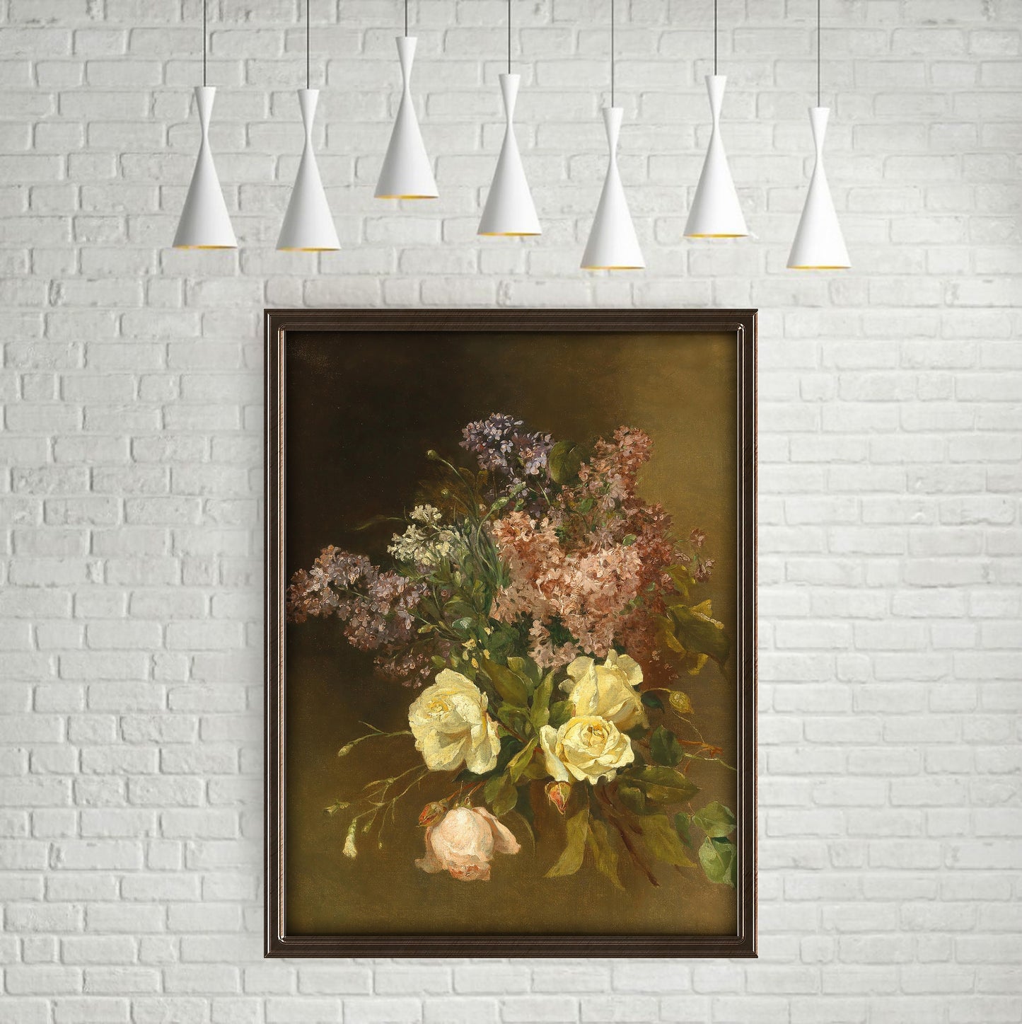Flowers, Josefine Svoboda - Lilac and_roses, original antique painting, oil vintage, Printable art instant download, SKU  K.JS43