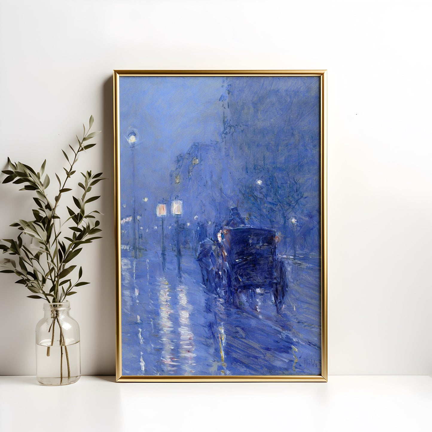 Rainy Midnight - Childe Hassam, Impressionism, original antique painting, oil, vintage, Printable art instant download, SKU  K-CH59