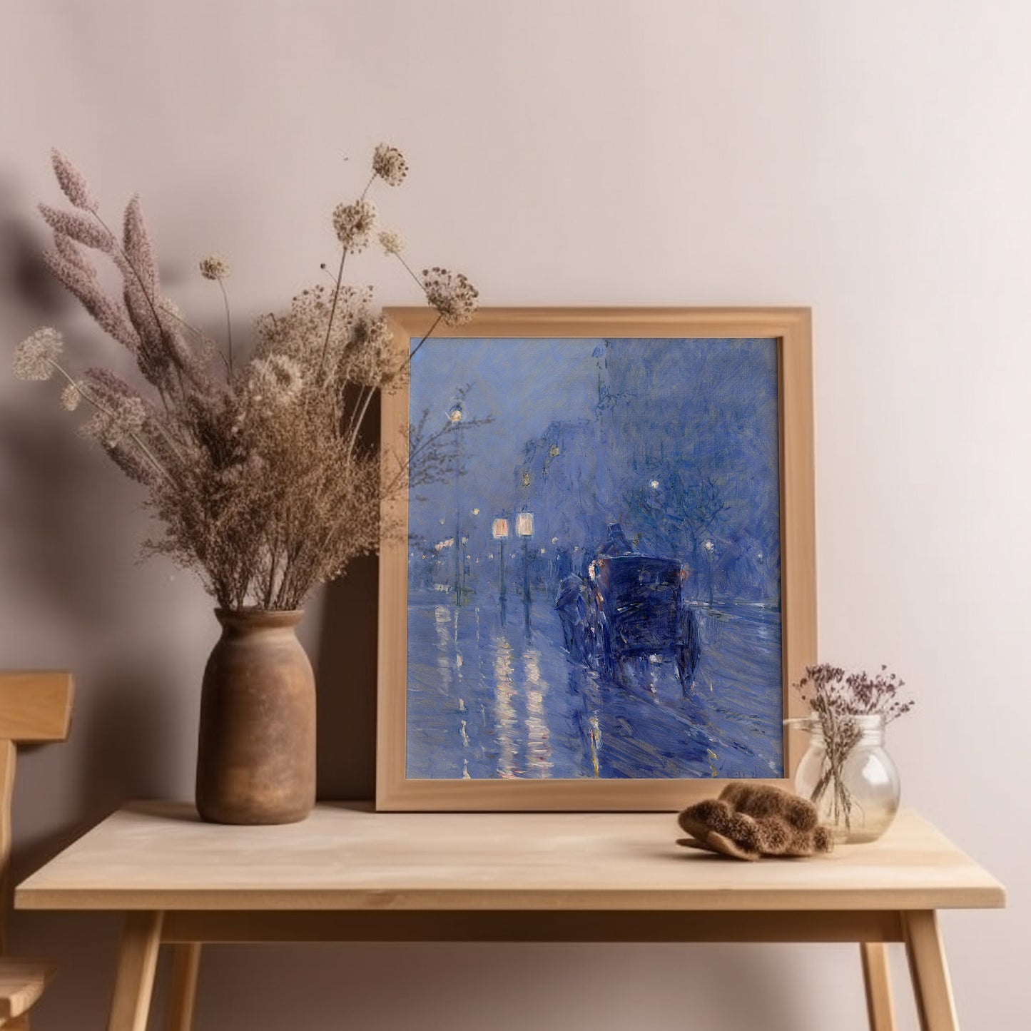 Rainy Midnight - Childe Hassam, Impressionism, original antique painting, oil, vintage, Printable art instant download, SKU  K-CH59