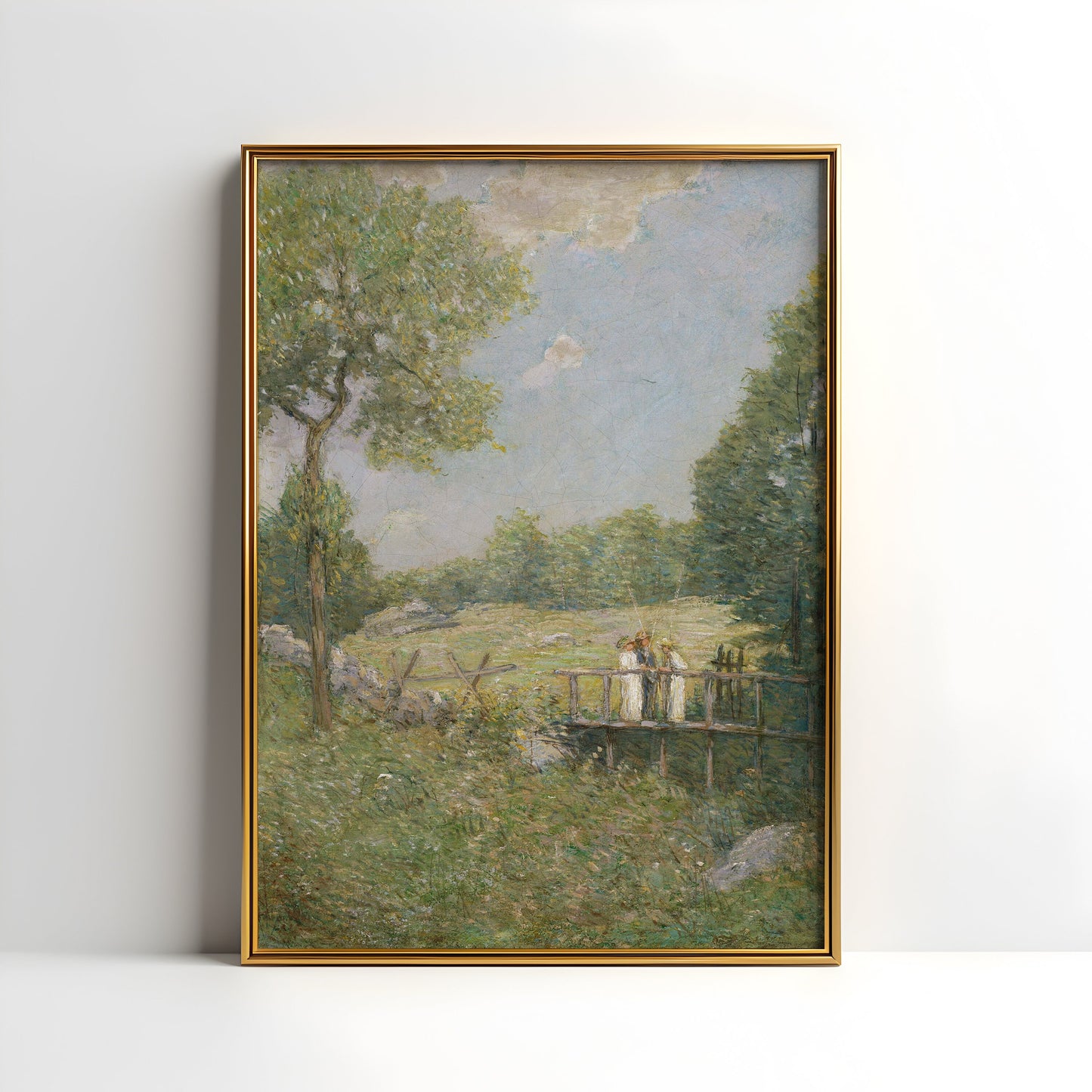Fishing Party - Julian Alden Weir Impressionism, original antique painting, oil, vintage, Printable art instant download, SKU  K-JAW60
