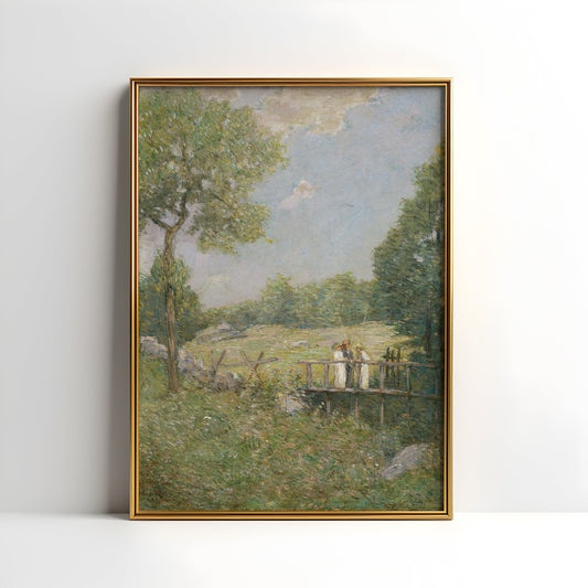 Fishing Party - Julian Alden Weir Impressionism, original antique painting, oil, vintage, Printable art instant download, SKU  K-JAW60