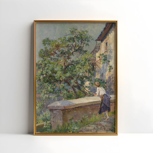 Rustic landscape, Hugo Charlemont, Scenery original antique painting, oil, vintage, Printable art instant download, SKU  K-HC74